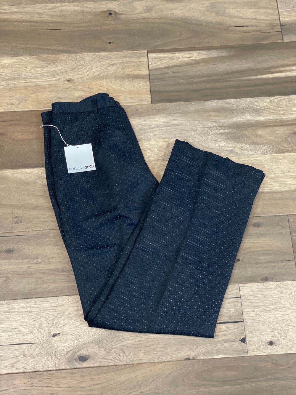 Focus 2000 Navy White Polka Dot Pleated Lined High Waist Pants 10 New With Tag